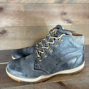 ecco womens size 38 shoes blue leather track 25 hiking walking boots